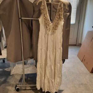 LUSH Fringe Dress Cream Sz S